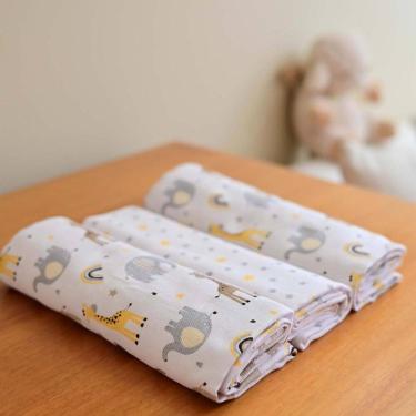 Imagem de Cueiro para Bebê 3 Unidades 1,00 m x 80 cm Flanelado Bublim