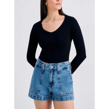 Imagem de Blusa Manga Longa Hering 4D8A Feminina Gola V Algodão (Antiga 02J5) T.