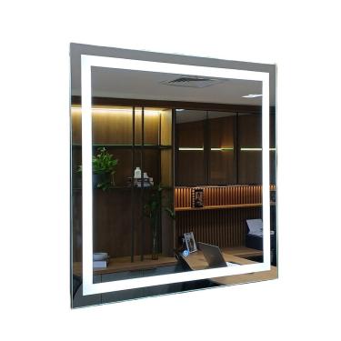 Imagem de Espelho Decorativo de Luxo 80x80cm | LED Frio 6000K | Touch Screen | Jateado | Banheiro, Sala, Quarto,Camarim