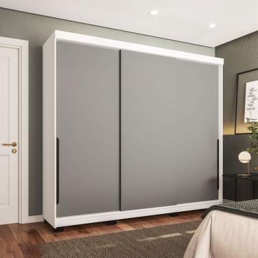 Imagem de Guarda-Roupa Casal Madrid 3 Portas 4 Gavetas Cinza/Branco - Politorno