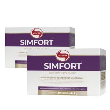 Imagem de Kit 2 Simfort  30 Saches  Probióticos  Vitafor  Lactobacilos, Sem Sabo