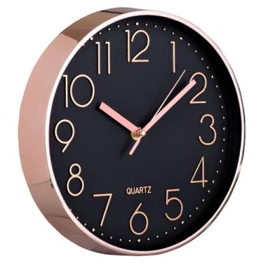 Imagem de Relógio De Parede 25 Cm Decorativo Silencioso Rosê Gold 803 - PGB, Pre