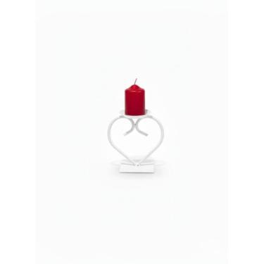 Imagem de castiçal coração para vela - Arte e luz, Branco