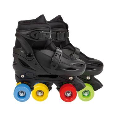 Imagem de Patins Preto Modelo Colors Regulavel do 34 Ao 37 com Rodas Coloridas  