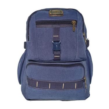 Imagem de Mochila Lona Escola Trabalho Viagem Reforçadagf - F&G, Azul