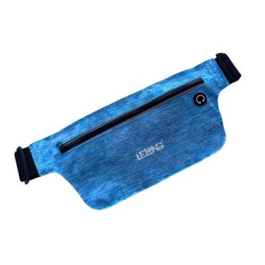 Imagem de Pochete De Corrida Academia Caminhada Entra Fone De Ouvido Azul - Lelo
