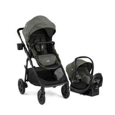 Imagem de Carrinho TS Ginger Verde Evergreen Fim com Bebê conforto Rue e Base Ve