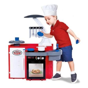 Imagem de Cozinha de Brinquedo Infantil Fogão Pia Geladeira Completa Menina Meni