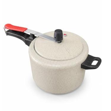 Imagem de Panela de Pressão 4,5L Antiaderente Bege Areia Certificada Alumínio Gl