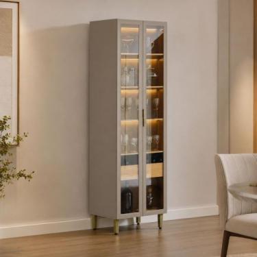 Imagem de Cristaleira 2 Portas de Vidro e LED em MDF Allure Linea Brasil, Jequit