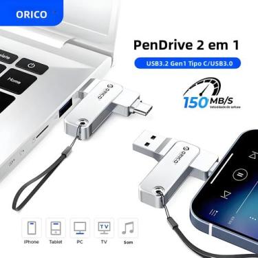 Imagem de Pen Drive ORICO USB C De 128GB, Duplo Tipo C E USB A, Portátil 2 Em 1,