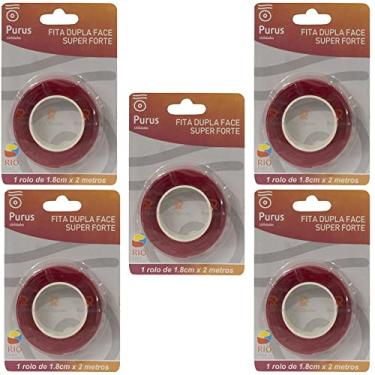 Imagem de Kit Fita Dupla Face Super Forte 1,8 cm x 2 Metros 5 Unidades