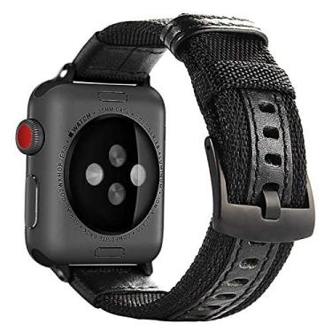Imagem de Pulseira Tour Nylon LTIMPORTS, compativel com Apple Watch 46mm Series 11/10, 45mm Series 9/8/7, 44mm Series 6/5/4/SE, 42mm Series 3/2/1 e Apple Wach Ultra 49mm 3/2/1 (Preto)