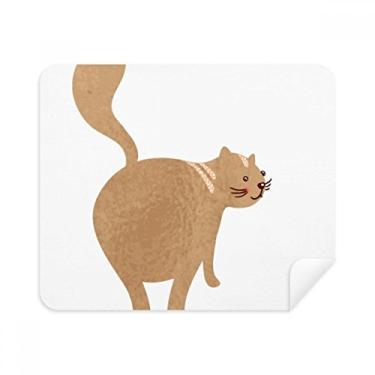 Imagem de Pano de limpeza marrom fofo gato andando animal limpador de tela 2 peças tecido de camurça