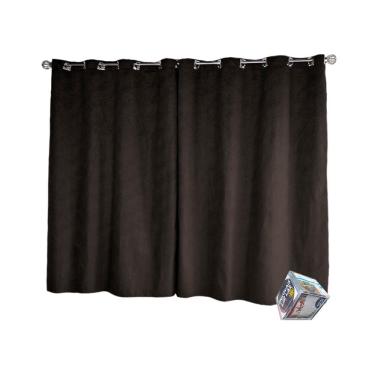 Imagem de Cortina Suede 2,70m P/ Varão Até 2m Semi Blackout Marrom Esc