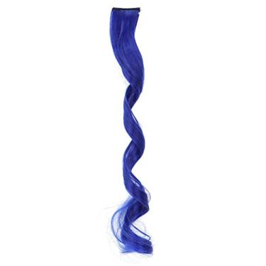 Imagem de Peruca Colorida, Peruca Cinza Invisível Destaque Extensões de Cabelo Peruca Encaracolada Extensão de Cabelo Orelhas cristal azul