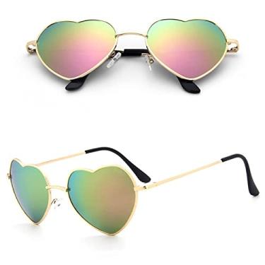 Imagem de Óculos de sol de coração rosa metal feminino designer de moda óculos femininos de metal em forma de coração oceano óculos de sol, 6, china