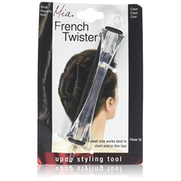 Imagem de (11cm long x .25 to .190cm wide, Clear) - Mia French Twister, Up-Do Hair Styling Tool, Small Size for Short or Thin Hair, Clear Colour, for Women, Girls, DressUp, Brides 1pc PATENTED