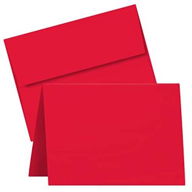 Imagem de A7 Cartão de felicitações em branco vermelho com envelopes – Ótimo para cartões de férias, Natal e Ano Novo | 12,7 x 17,78 cm (dobrado) | 25 por pacote