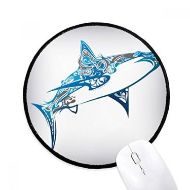 Imagem de Tapete de rato Blue Ocean Shark Biology Fish Desktop Office Tapete redondo para computador