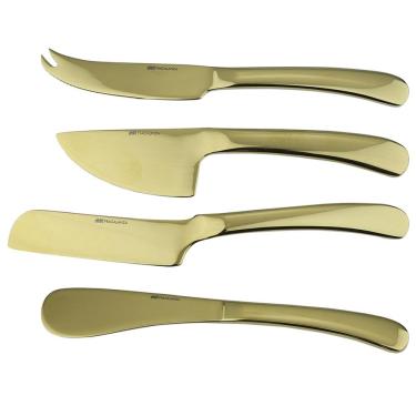 Imagem de Jogo de Facas para Queijo Fracalanza em Aço Inox Champanhe - 4 Peças