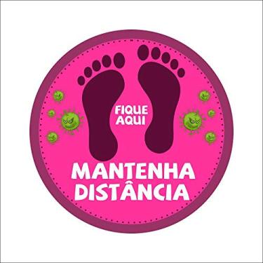 Imagem de Adesivo P/Chão Mantenha Distância Rosa 10 Unidades Mod04