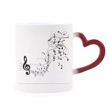 Imagem de Flappg Caneca roxa com notas musicais branca sensível ao calor Caneca vermelha que muda de cor