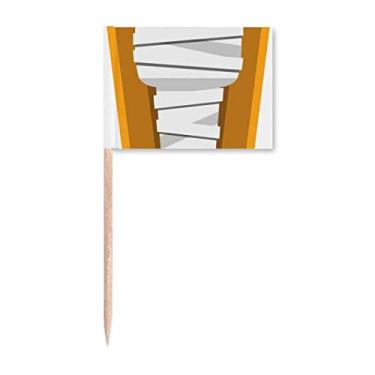 Imagem de Bandeira de palito de dente com estampa de ilustração do caixão do Egito Múmia Decoração de festa