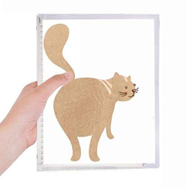 Imagem de Caderno marrom fofo para gatos andando com folhas soltas diário recarregável