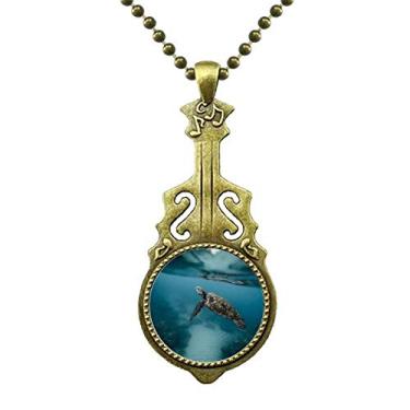 Imagem de DIYthinker Colar de tartaruga marinha oceânica ciência natureza joia antiga pingente de música de guitarra