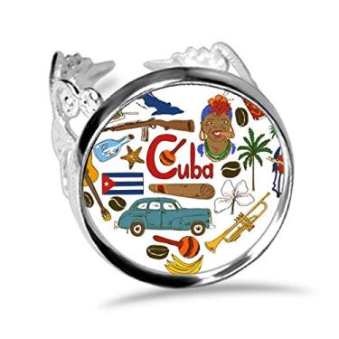 Imagem de DIYthinker Anel de noivado ajustável com bandeira nacional Cuba Love Heart Landscap