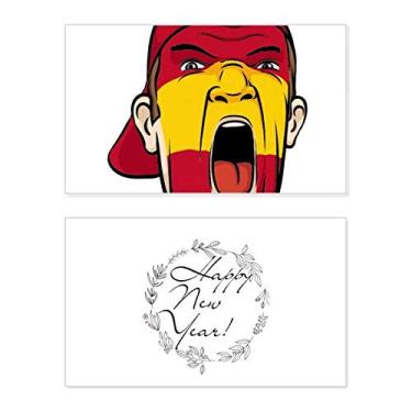 Imagem de Bandeira da Espanha Máscara Facial Maquiagem Cabeça Gritando Chapéu Ano Novo Cartão Bless Mensagem Presente