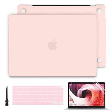 Imagem de Batianda Capa para MacBook Air 13 2021 2020 A2337 M1 Chip A2179 Capa de plástico rígido com capa de teclado e protetor de tela, rosa claro