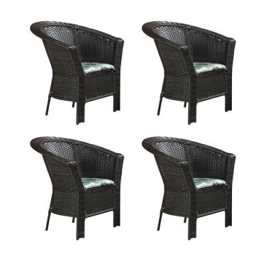 Imagem de Kit 4 Poltronas para Jardim Base Aço Maresias em Junco - Café