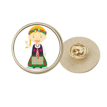 Imagem de Clipe de broche dourado de metal redondo Sle Blond Poland, Medium, não aplicar