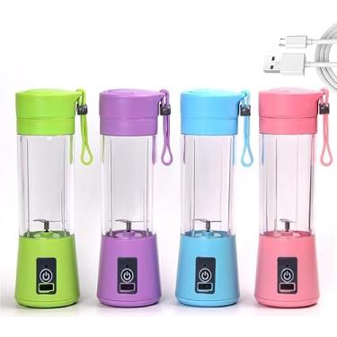Imagem de MiniLiquidificador Mixer Sem Fio Recarregavel usb shake espremedores liquidificadores Mixer Juice Cup Portatil Shakeira Eletrica Para Academia Whey 6 Lâminas Suco Copo Portátil Recarregável Usb JCanova Store (Verde)