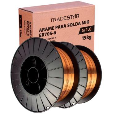 Imagem de Kit 2 Rolos Arame Para Solda Mig Com Gás 1,0 mm 15Kg Er70s-6
