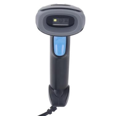 Imagem de Scanner de código de barras USB com fio leitor de código de barras 1D 2D portátil, digitalização precisa, conexão USB, design portátil, função de armazenamento, suporta vários códigos de barras, adequado para supermercados