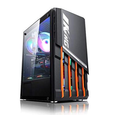 Imagem de Gabinete Gamer Computer Case Mid-Tower Desktop ATX Case USB 3.0 Ports Tempered Glass Panel 6 Fan Positions, Support Water Cooling (Color : Black)