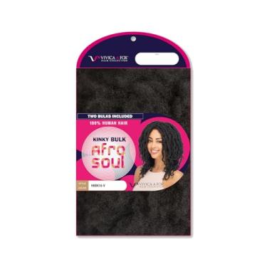 Imagem de Vivica A Fox Hair Collection HKBK16-V Extensão de cabelo humano cacheado afro crespo em massa, FS1B/27, 165 g