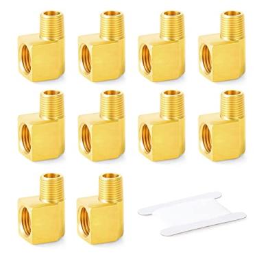 Imagem de GASHER 10 peças de linha de freio de latão acessórios de cotovelo de 90 graus 1/5.1 cm-20 roscas invertidas flare fêmea x 1/20.3 cm NPT macho União para combustível/AIR/Lquid/gás