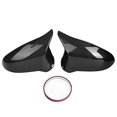 Imagem de Brilluxa tampas de espelho retrovisor lateral adicionar em fibra de carbono tampas de cobertura de espelho lateral retrovisor quadro para m2 m3 m4 f87 f80 f82 (Left Hand Drive)