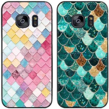 Imagem de 2 peças de capa de telefone traseira de silicone em gel TPU impresso em escalas coloridas para Samsung Galaxy todas as séries (Galaxy S7 Edge)