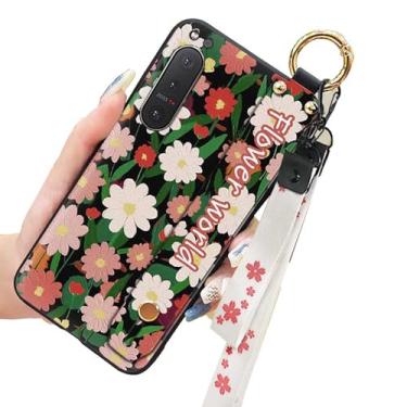 Imagem de Margarida flor mar impresso pulso alça de pescoço TPU gel silicone capa de telefone traseira para Sony Xperia Series (Sony Xperia 5 II)
