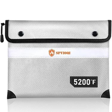 Imagem de Bolsa de documentos à prova de fogo com isolamento térmico de 2,315 °C, 28 cm x 19,5 cm, bolsa à prova de fogo com zíper, 8 camadas de materiais funcionais e tira refletiva, bolsa de dinheiro à prova de fogo para dinheiro/documentos/objetos de valor