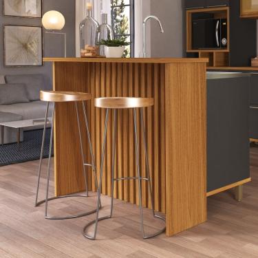 Imagem de Bancada Munique Ripada 1,28 Freijó - Rede Móveis