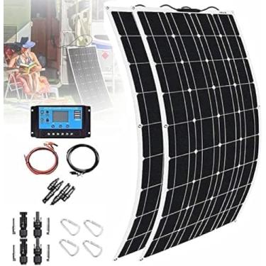 Imagem de 400W 600W 800W 1200W 18V Painel solar flexível, kit de módulo de painel solar portátil, com controlador 40A, carregador de bateria solar dobrável monocristalino para trailer doméstico, barco