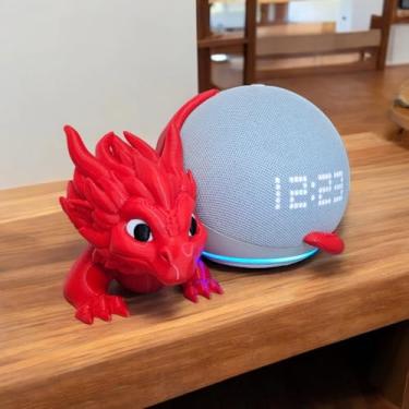 Imagem de Suporte Alexa Echo Dot 4, 5 ou Pop - Game of Thrones e House of the Dragons Decoração Dragão