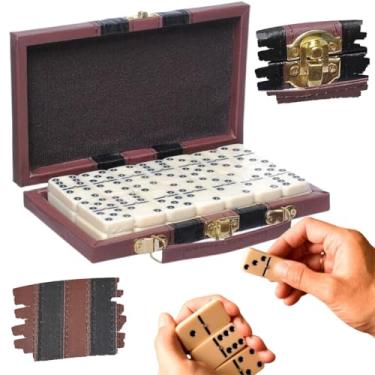 Imagem de Jogo Dominó Osso Profissional Maleta Couro Clássico Estojo