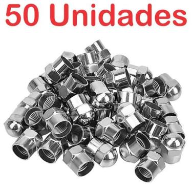Imagem de Kit 50 - Tampinha Plástica CROMADA Bico Pneu Moto Carro Bicicleta - Ta